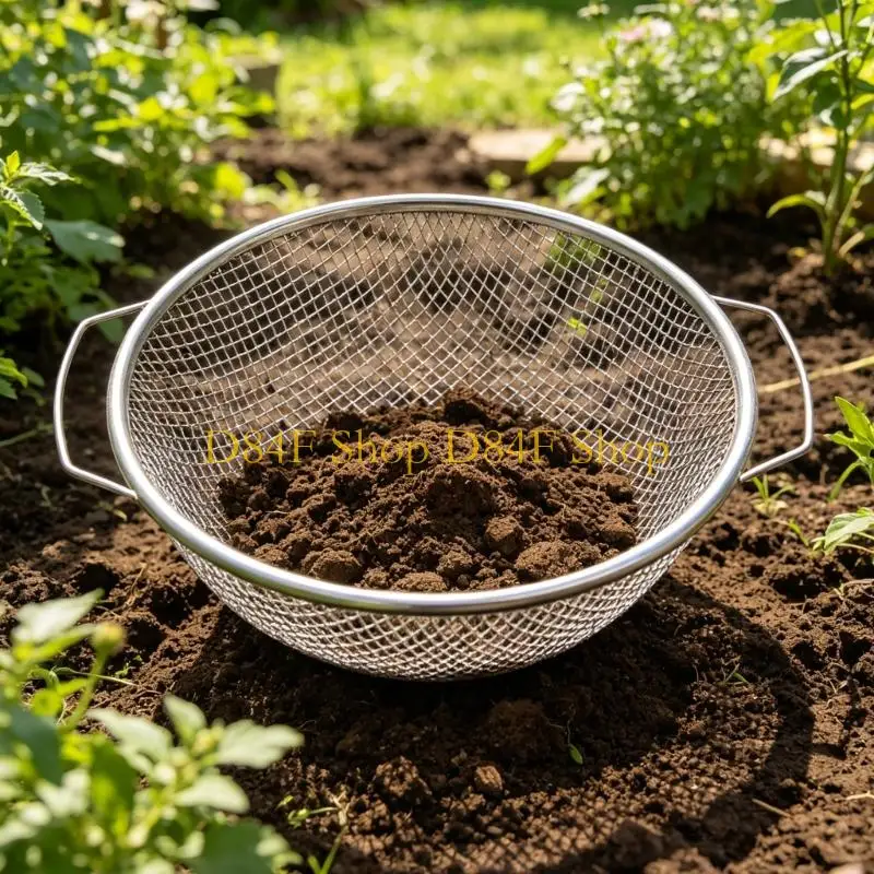 D84F Soil Compost Sifter Gardening Sieve With Reinforced Metal Structure Double Handle For Long Lastings Performances