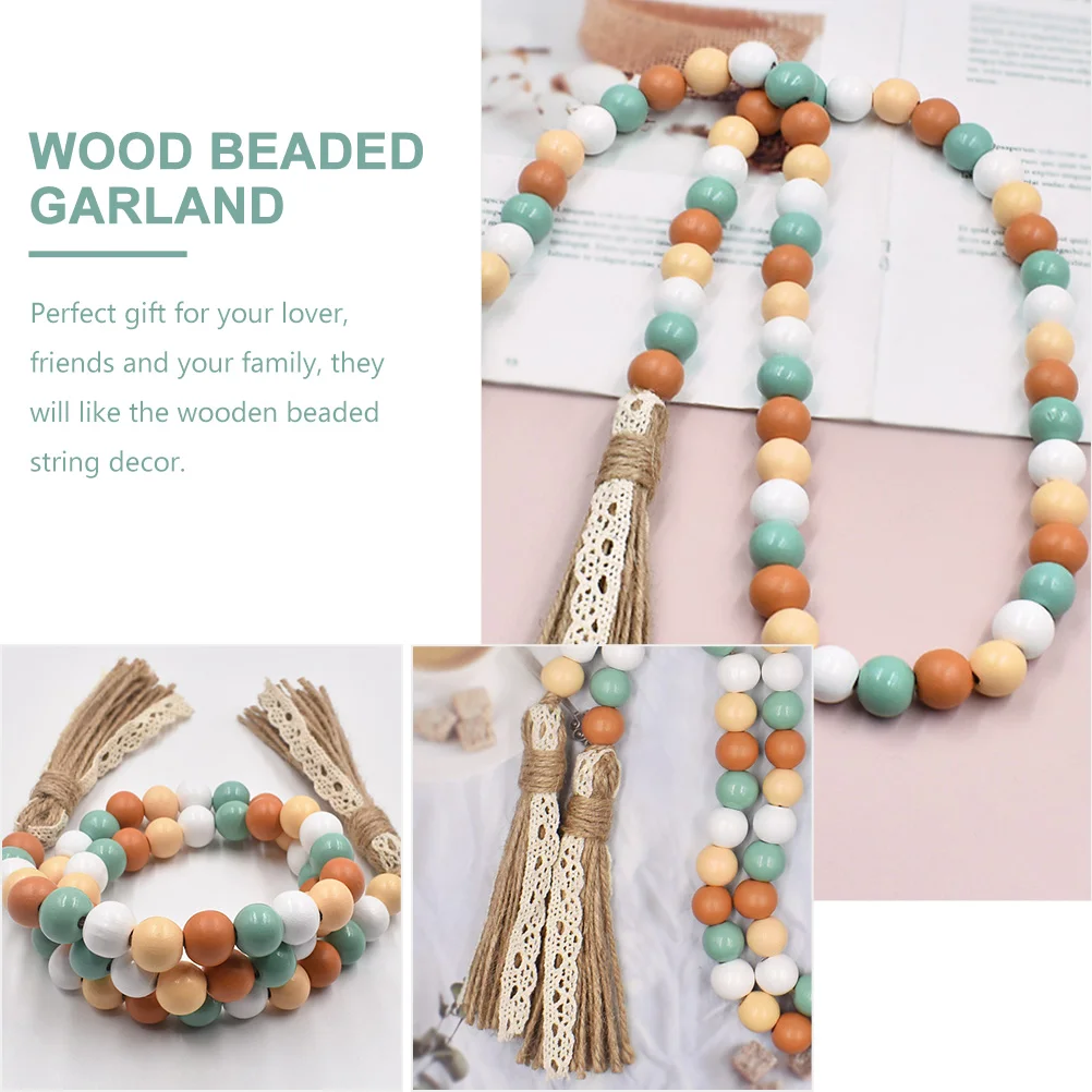 Beaded Cords for Tiered Tray Tassel Beads Garland Party Hanging Ornament Pendant Wood Summer