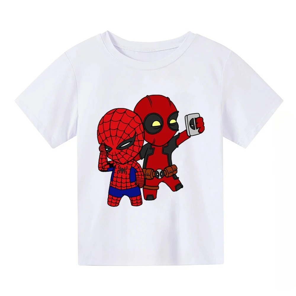 Family Marvel Kids T Shirt Avengers Deadpool Spiderman Loki Captain America Print Boys Clothes Summer Children Top Girl T-Shirts