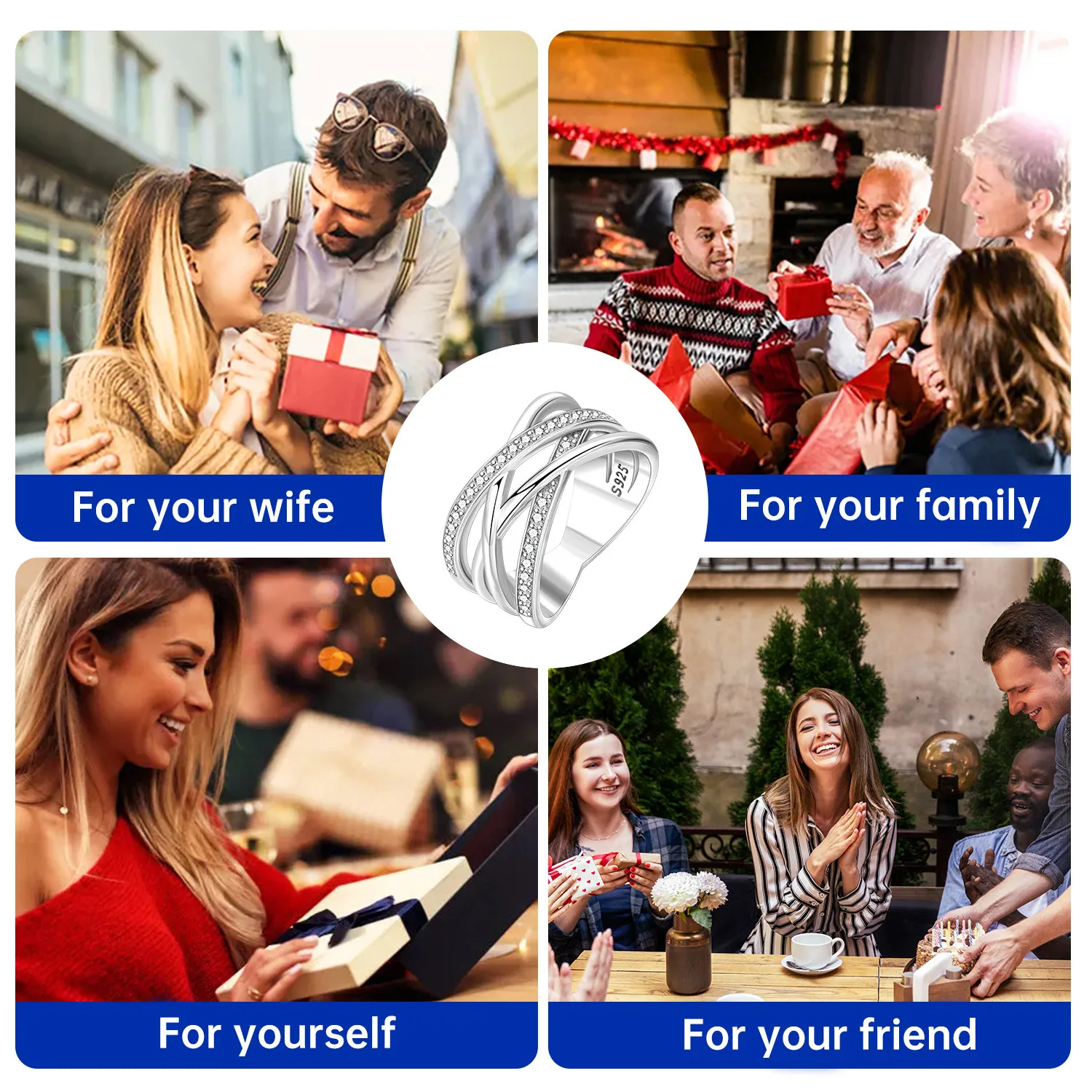 PANPOKI S925 فضة متعدد حلقة المنسوجة حلقة مغلقة للنساء البنصر شخصية مجوهرات هدايا الحفلات العصرية