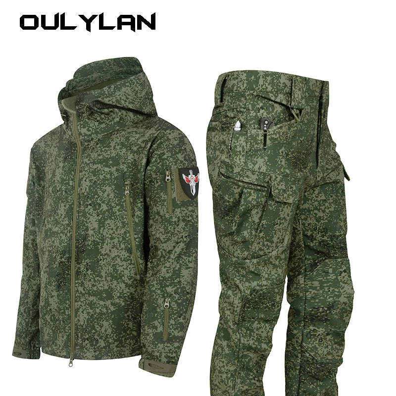 

Oulylan Shark Leather Style Assault Suit Autumn and Winter Outdoor Warm Clothing Thickened Warm Camouflage Assault Suit Set