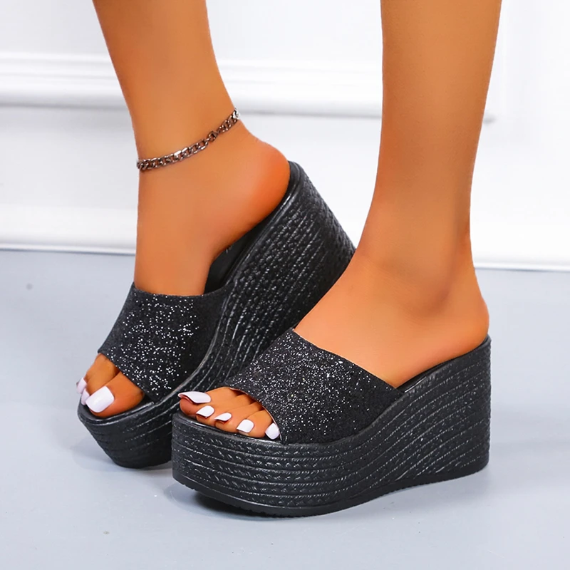 Sandals Summer 2023 New Women Slippers Wedges Platform Beach Flip Flops Trend High Heels Ladies Shoes Pumps Thick Slides Mujer