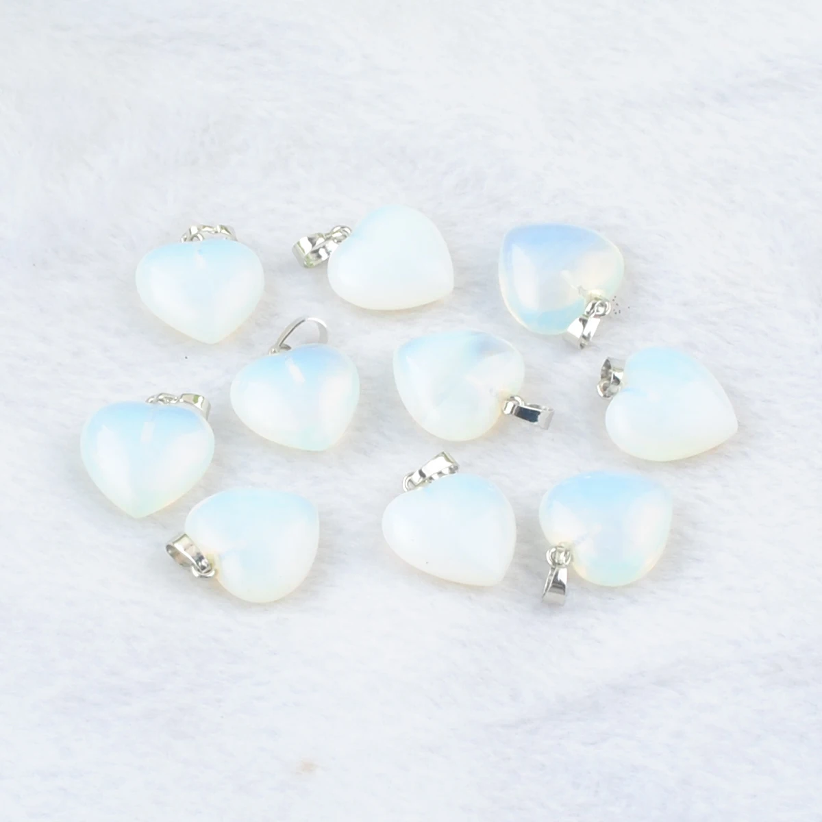 20mm Heart Shaped Natural Opal Gemstone Pendants Reiki Chakra Healing Charms DIY Jewelry Making Classic Fashion 10Pcs DN3435