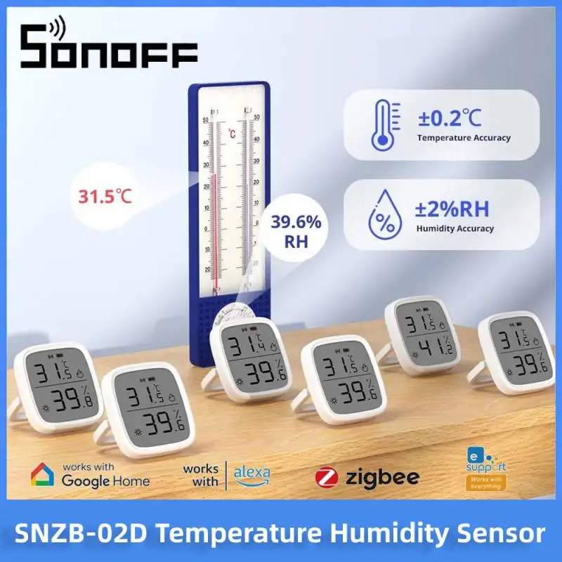 SONOFF SNZB 02d Zigbee Temperature Humidity Sensor SNZB-02D With LCD Screen For EWeLink SONOFF ZigBee Bridge Alexa Alice Google