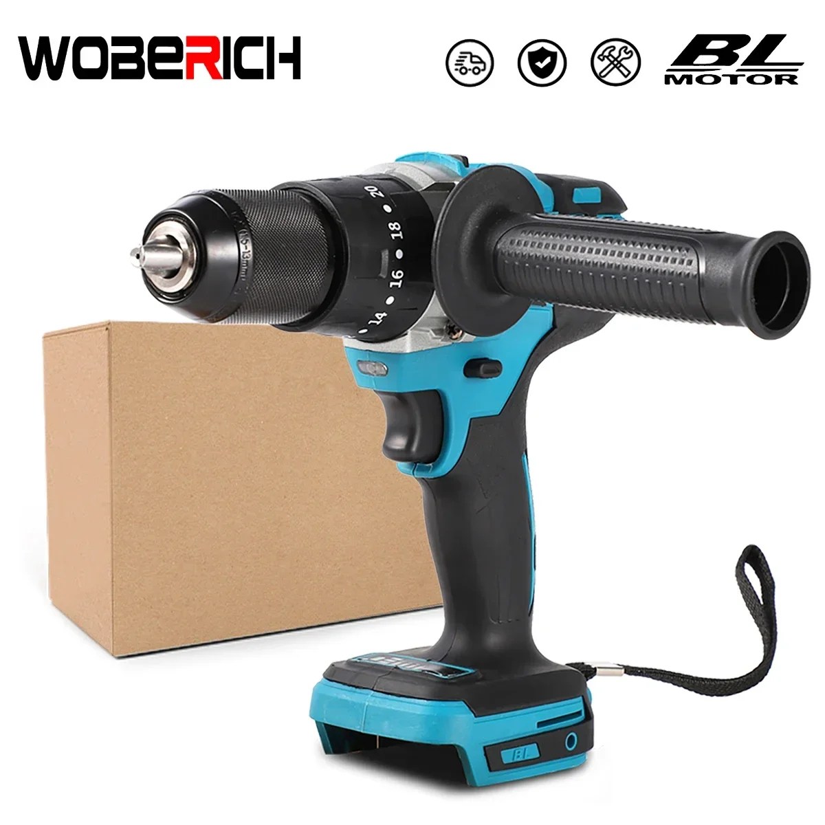 

Brushless Electric Hammer cordless Impact Drill Electric Screwdriver Power Tool 3 in 1 13mm 20+3 Torque for Makita Battery 18V