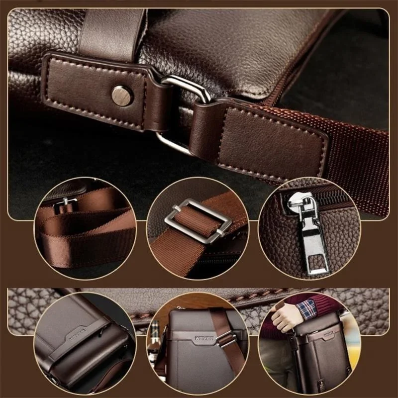 Mens Crossbody Bags Tote Fashion Business Man Messenger Bag PU Leather Shoulder Bags