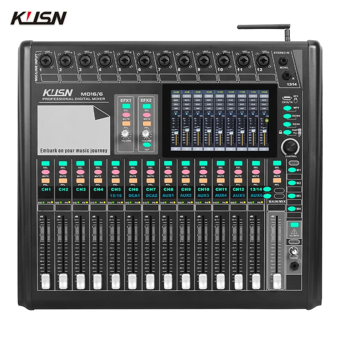 16 Channel WIFI Professional Digital Mixer Remote Control Mixing Console 16 DSP Sound Mixer Console with 7 Inch Touchscreen