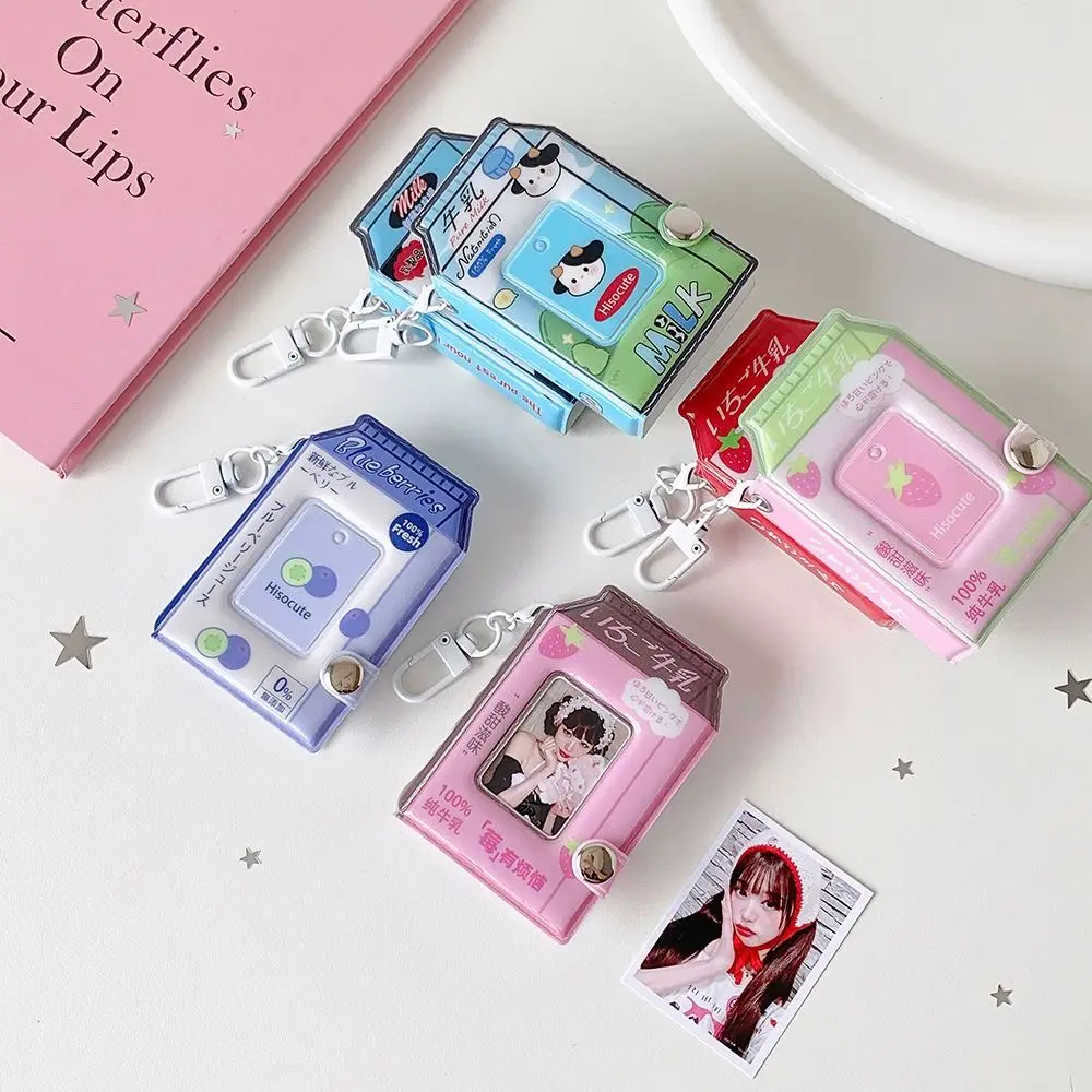 1 Inch Photocard Binder Album PVC with Keychain Mini Photo Album Sweet 32 Pockets Kpop Photo Card Book Holder Backpack Decor