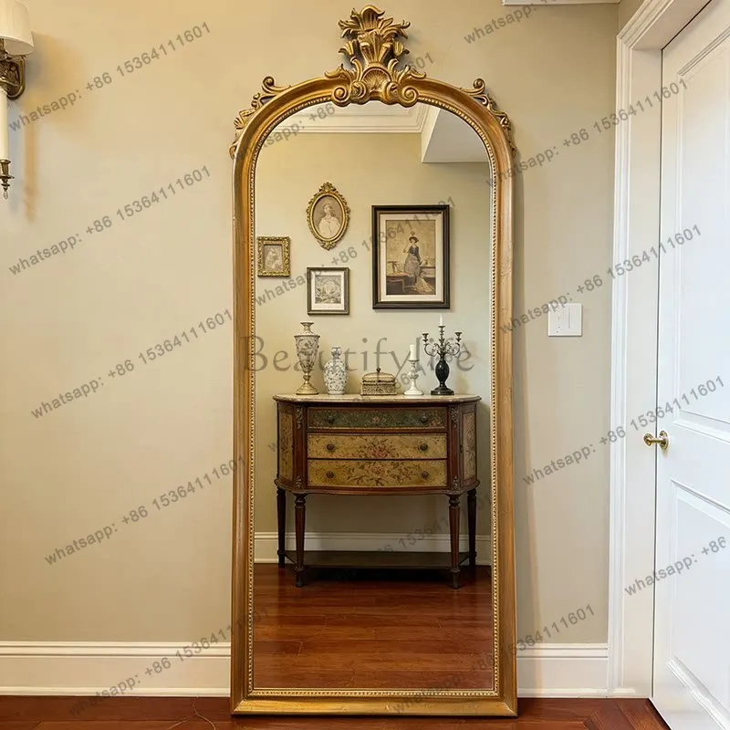 

French retro carved full-length mirror clothing store American home floor-to-ceiling full-length mirror