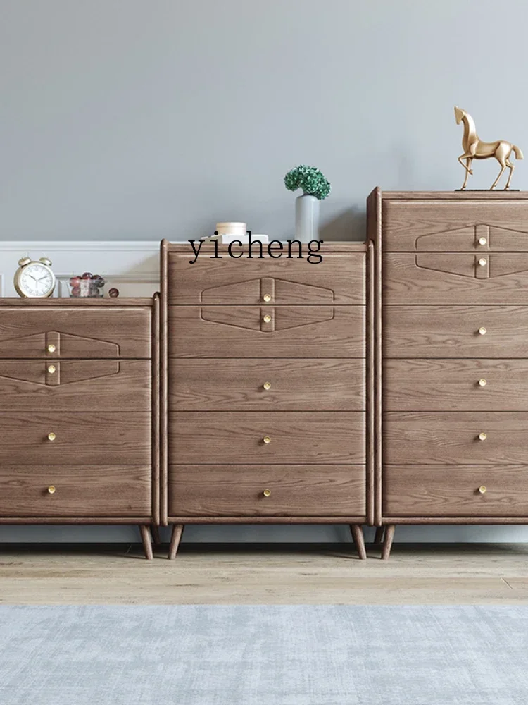 Solid Wood Chest of Drawers Imported Ash Wood Bedroom Furniture Drawer against the Wall Locker