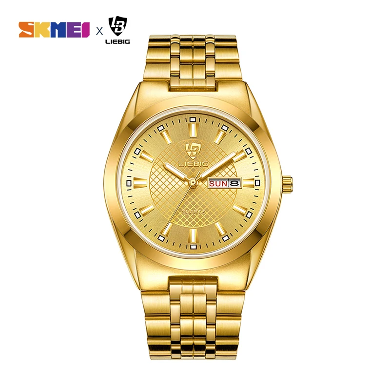 

Fashion Men's Wristwatch Quartz Movement Stainless Steel Strap Time Date Casual Gold Watch For women Clock relogio masculino