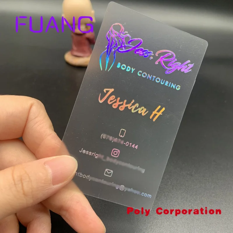 Custom  Custom Plastic Transparent Business Invitation Name Card With  Holographic Letter