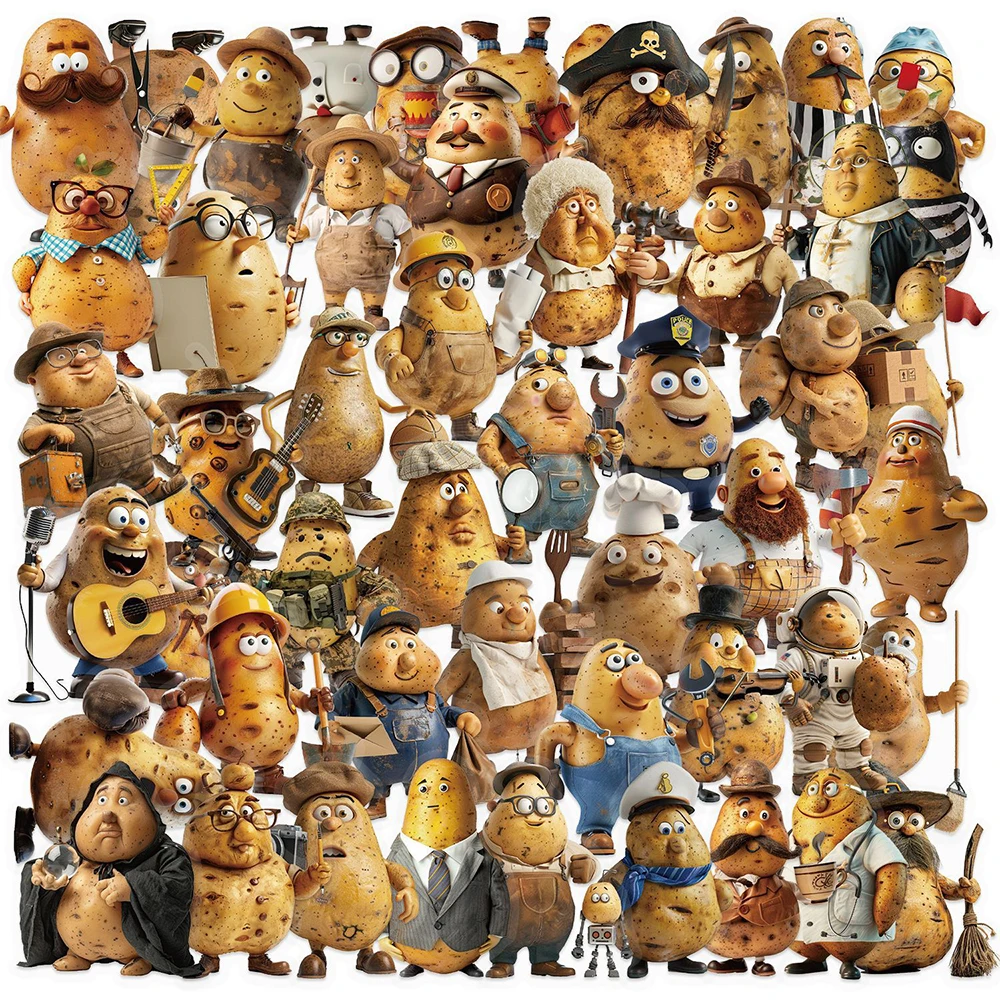 

10/30/50pcs Funny Cartoon Potato People Stickers Cute Graffiti Decals Toys DIY Skateboard Suitcase Phone Car PVC Sticker for Kid