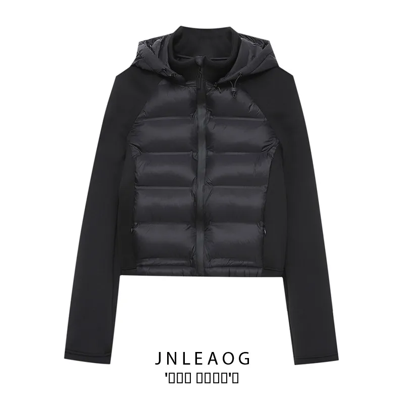 

Faionable JNLEAOG Women's Jaet Autumn New Sle Hooded Splice Design All-Match ort Outerwear Polyester Fiber Zipper