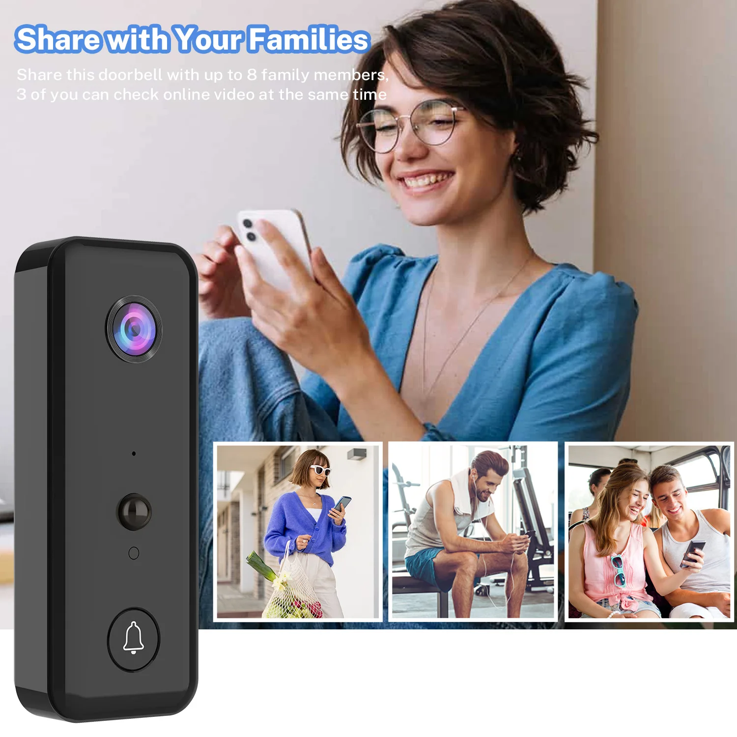 720P Aiwit APP Cloud Storage WIFI IP Doorbell Video Door Phone Visual Doorbell Peephole Viewer Door Camera Intercom System view 4