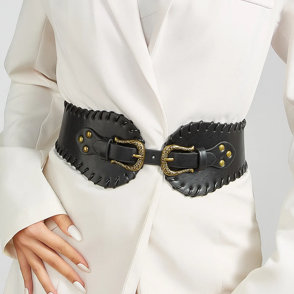 Women's fashion brand elastic waistband, sealed wide waistband decoration, dress jacket accessories