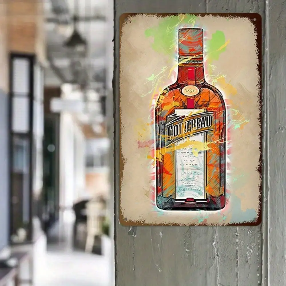 

1PC Tin Sign Martell Cognac Bottle - Bar/Kitchen Decor, Colorful Abstract Art, 8x12 Inches/20x30 Cm