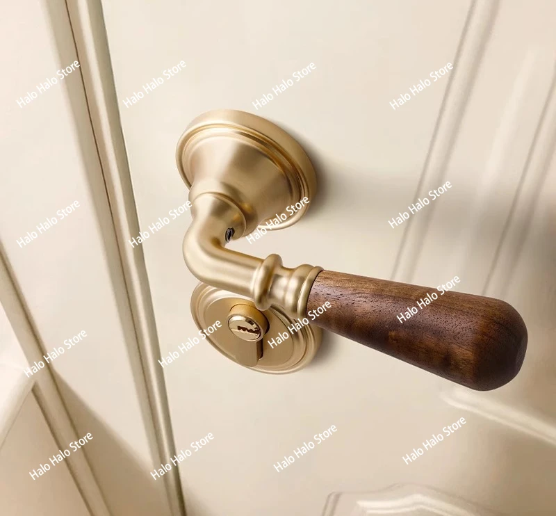 

Винтажная дверная ручка из черного ореха, магнитная бесшумная защелка для внутреннего деревянного дверного замка спальни