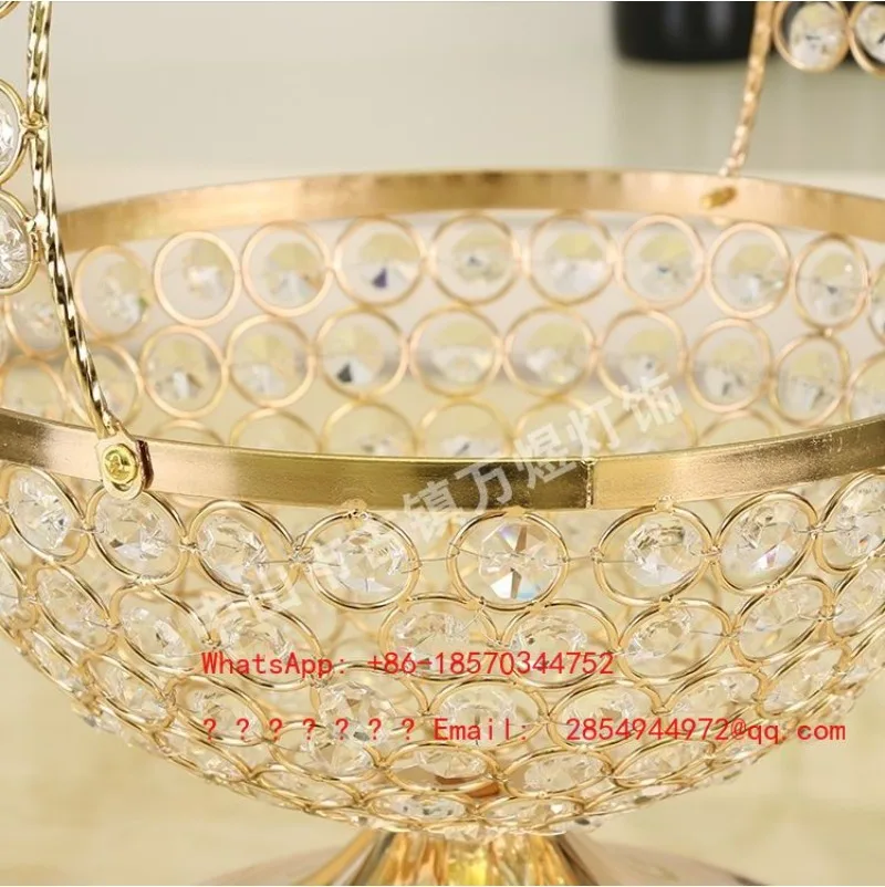 Light Luxury European Crystal Fruit Basket with Handle, Creative Snack Fruit Bowl, Living Room Decorative Fruit Tray view 4