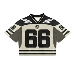 Y2K T-shirt Harajuku Fashion Ventilate Jersey Women Streetwear Retro Popular Hip Hop Casual Short sleeve Joker Sports Vest Tops