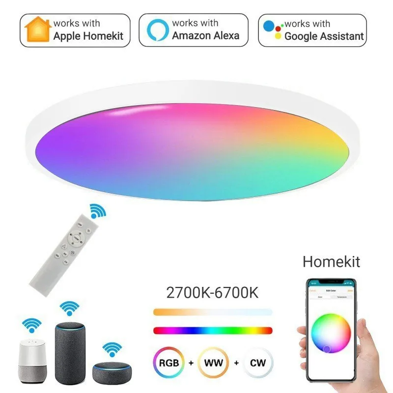 

New Strange Intelligent Color Ceiling Lamp RGB Remote Control Full Color Ceiling Lamp Alexa Voice Control Intelligent Remote Con