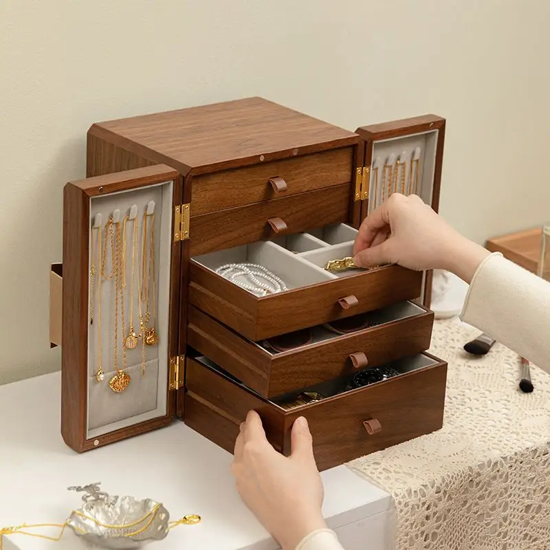 Wooden jewelry box storage box high-grade exquisite hand jewelry Chinese jewelry box retro multi-layer gifts