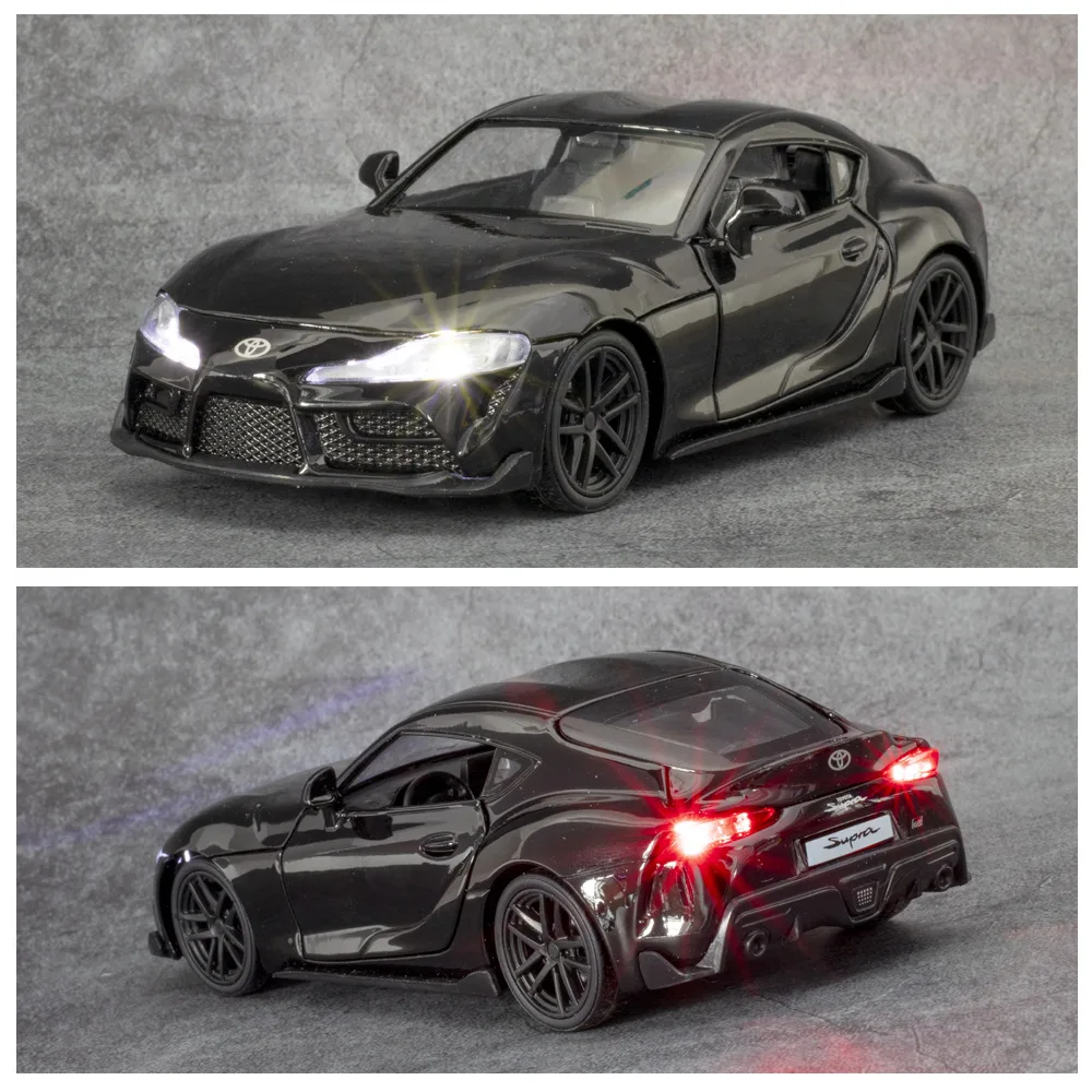 1:32 Toyota Supra GR Fast & Furious Supercar Alloy Car Model Sound and Light Pull Back Children\'s Toy Collectibles Birthday gift