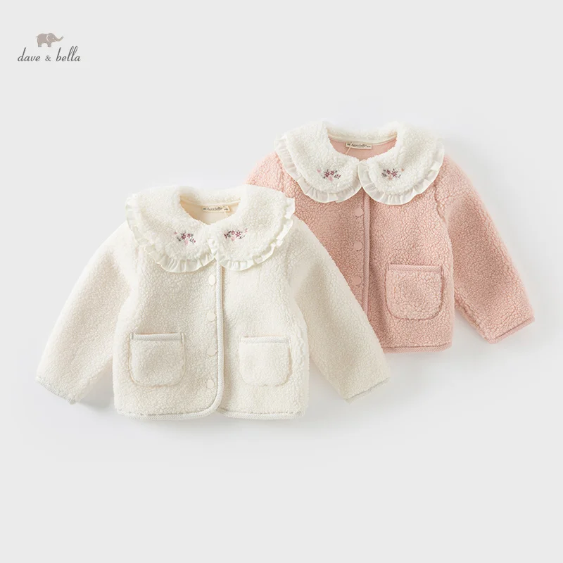 Dave Bella Children Girls Baby Tops Outerwear 2024 New Autumn Winter Gentle Cute Children's Overcoat Party Warm DB4243180