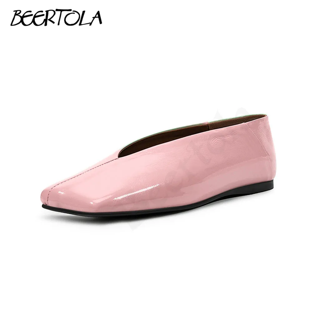 

Solid Color Slip-On Flat Shoes Square Toe Fashionable Catwalk Pumps Asymmetrical Comfortable Multi-Color Fashionable Shoes