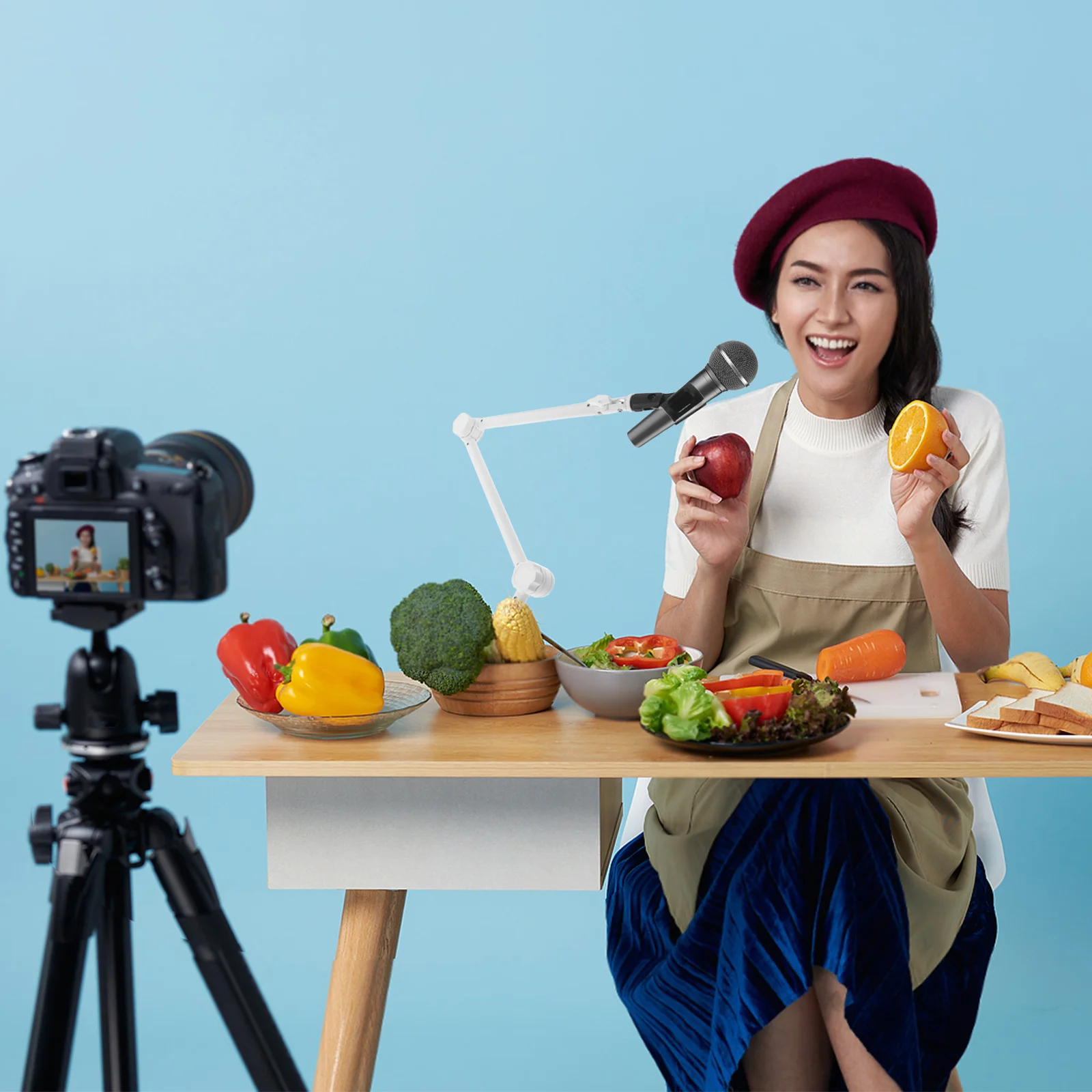 

1Set Microphone Arm Holder White Adjustable Boom Stand Heavy Duty Desk Mount Clip for Podcast Gaming Streaming Recording Studio