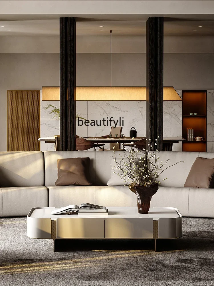 طاولة قهوة القمح الذهبي فيلا قصر غرفة المعيشة مصمم إبداعي طاولة قهوة فاخرة خفيفة إيطالية أصلية Y16 #2