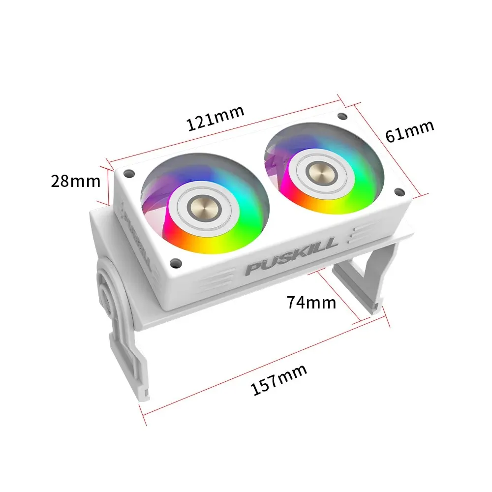 PUSKILL RAM Memoria ventola di raffreddamento 12V 0.22A 1000-3000RPM supporto di raffreddamento A- RGB controllo della temperatura doppia ventola