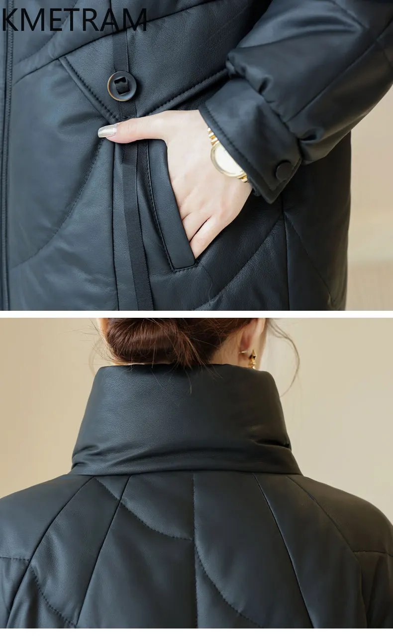 100% Sheepskin Down Coats Women Loose Genuine Leather Mid Length Puffer Jacket Winter Clothes Woman 2025 Outerwears пуховик