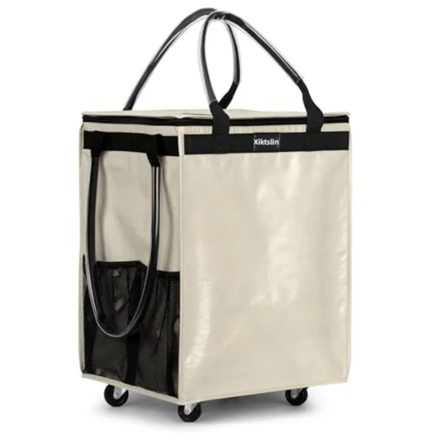 

Многоразовая сумка-тележка на 4 колесах, складная, выдерживает до 30 кг, с 3 ручками и застежкой-молнией