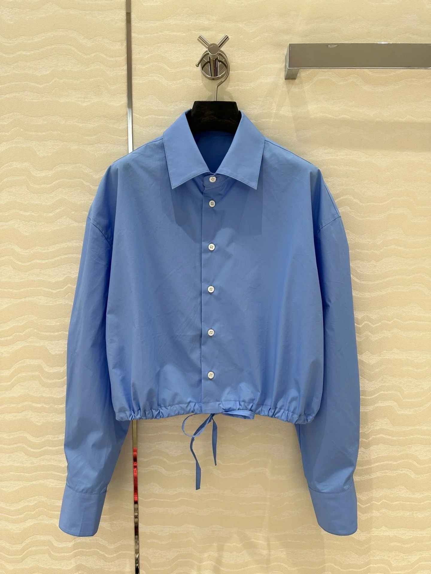 2025 Spring and Summer New Fashion Minimized Stretch Hem Button All-Match Long Sleeve Top Blouses Mujer