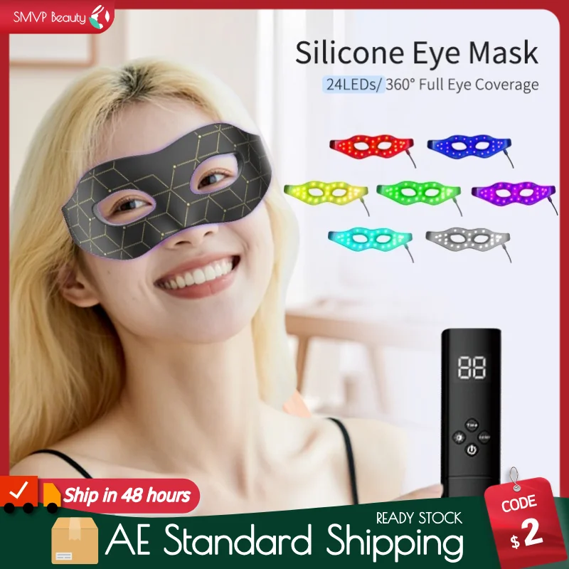 

Silicone LED Eyes Mask 7 Colors LED Photon Red Light Infrared Therapy Flexible Mask-eyed Repair Skin Wireless Home Perfect Gift