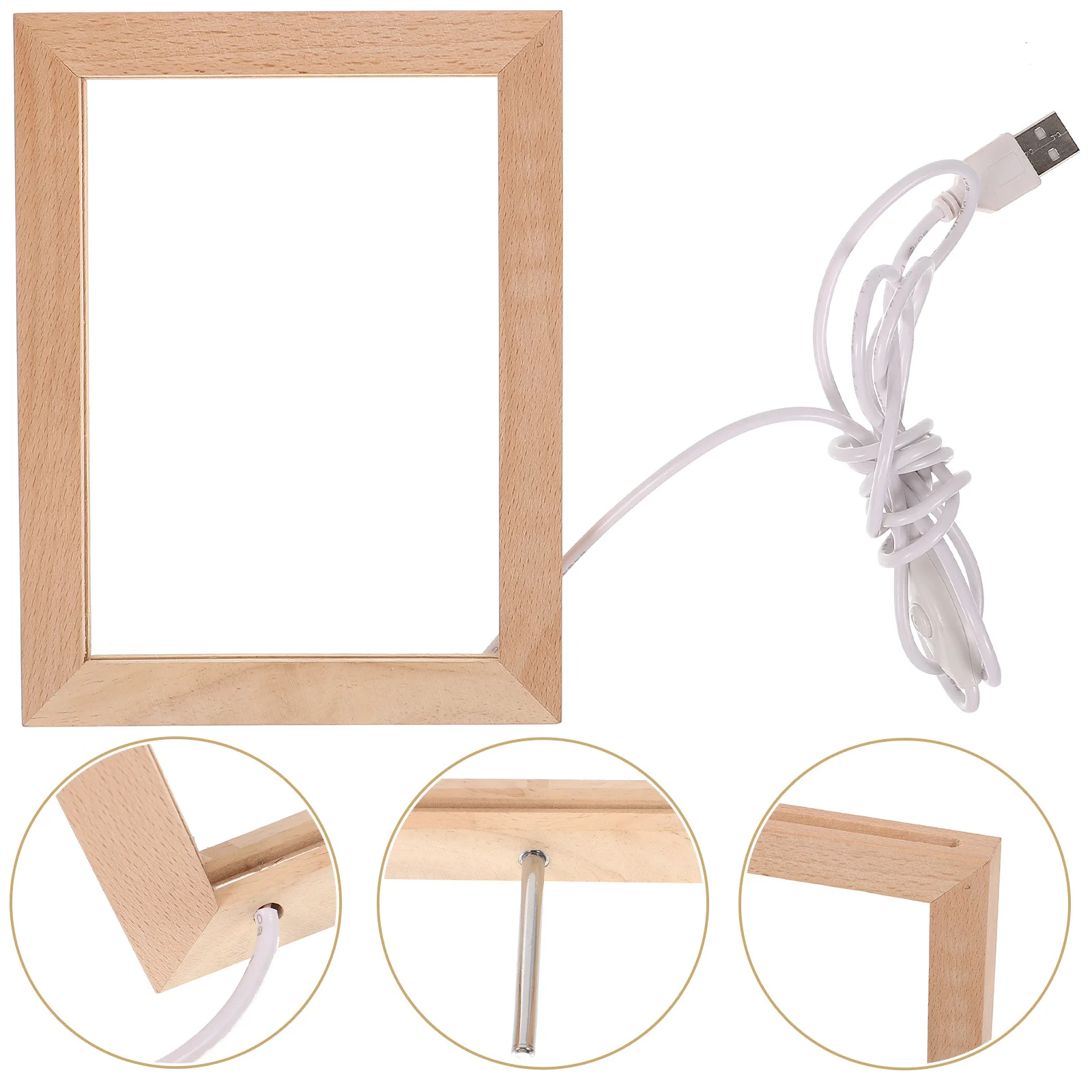 

Деревянная светодиодная фоторамка-ночник с питанием от USB, светящийся держатель для фотографий, многорежимное освещение, настольное украшение для фотографий