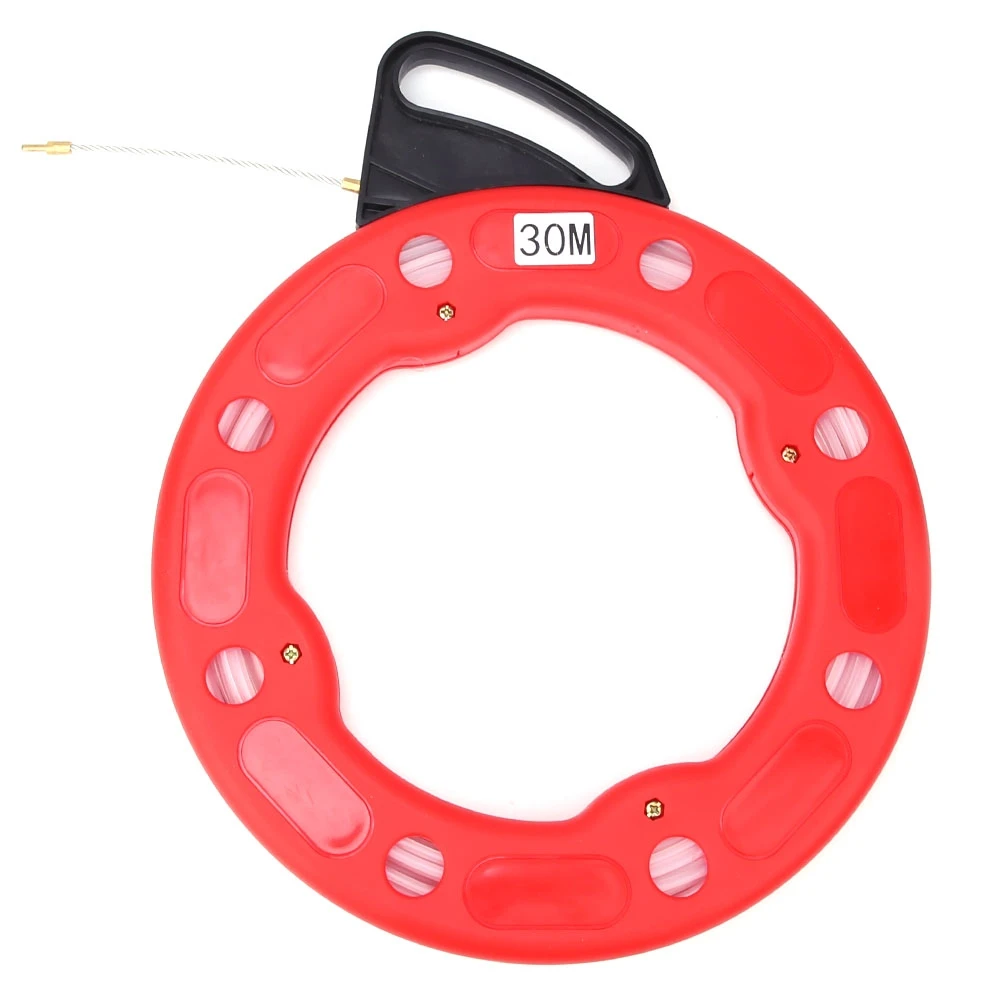 Fiberglass Nylon Fish Tape Reel Puller Non-Conductive Wire Pulling Tools 4.0mm 30m