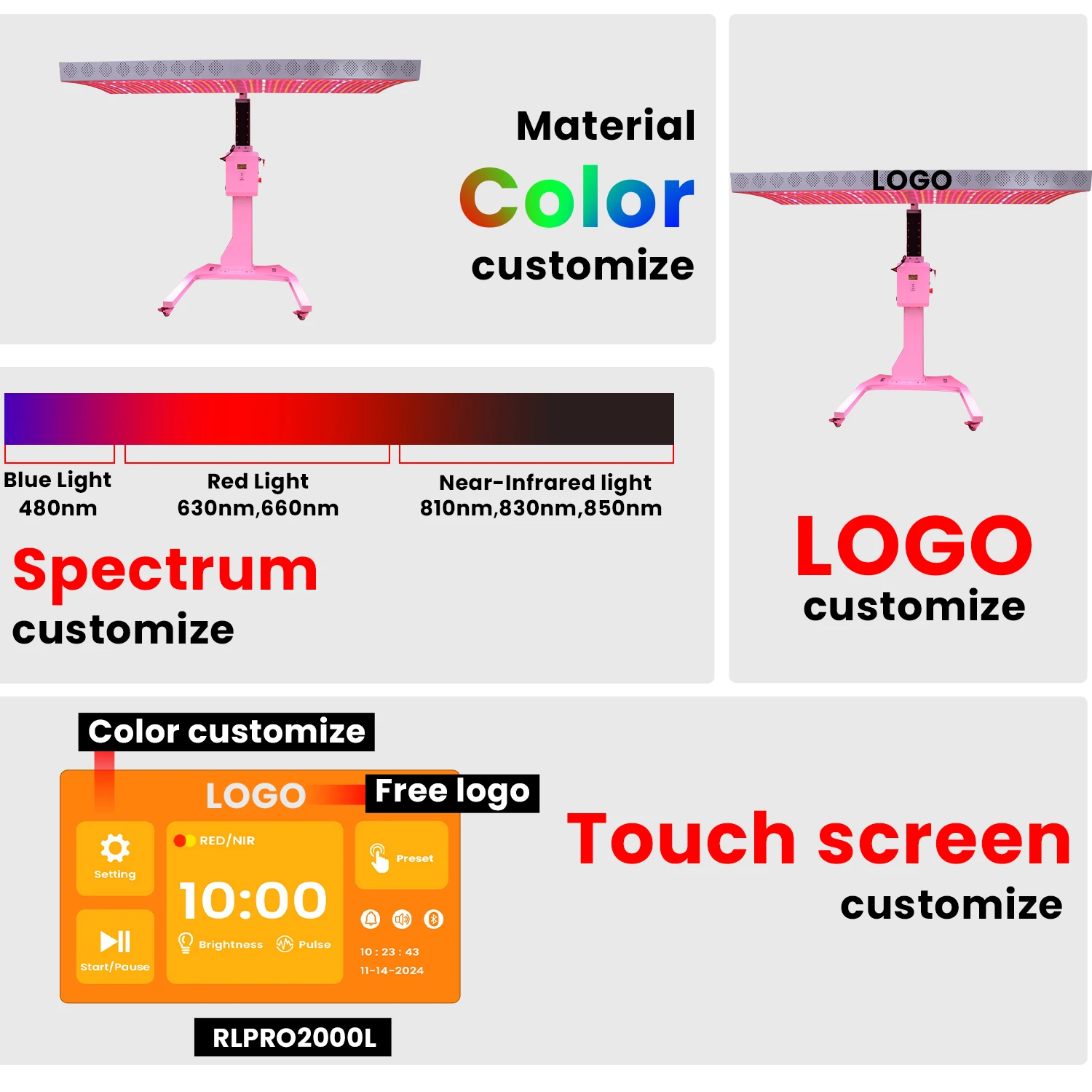 2026 IDEATHERAPY Sport Fitness New Infra Whole Body RLPRO2000-L 9 Wavelength Led Bed Lamp Device Machine Red Light Therapy Panel view 2