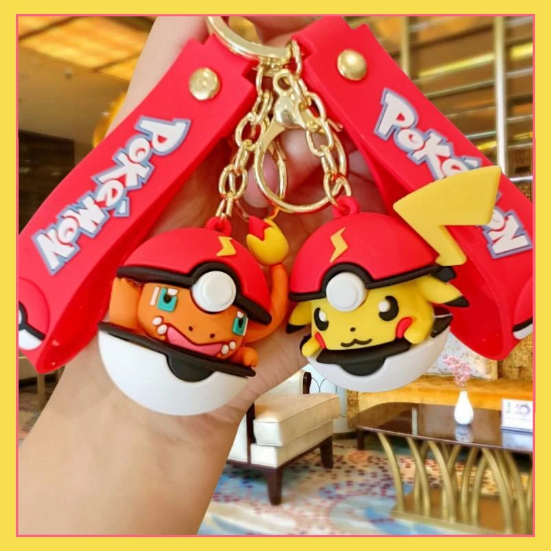 Pokemon Pikachu Cute Doll Pendant Cartoon Action Figure Eevee Psyduck Rowlet Fashion Keychain Bag Keyring Pendant Birthday Gifts