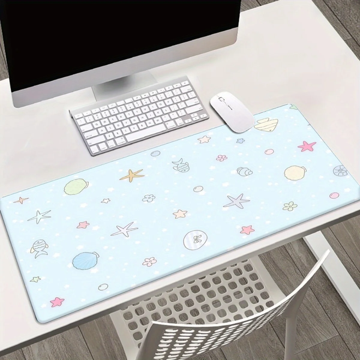 Cute Under the Sea Design Extended Mouse Pad Non Slip Rubber Desk Mat for Gaming and Office