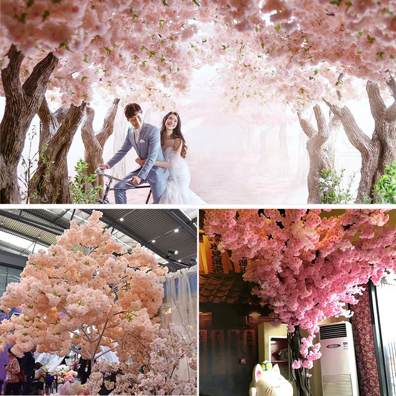 

Artificial Flowers for Wedding Arch, Silk Hydrangea, White Branch, 4 Forks, encryption Cherry Blossoms, Home Decoration, 50PCs