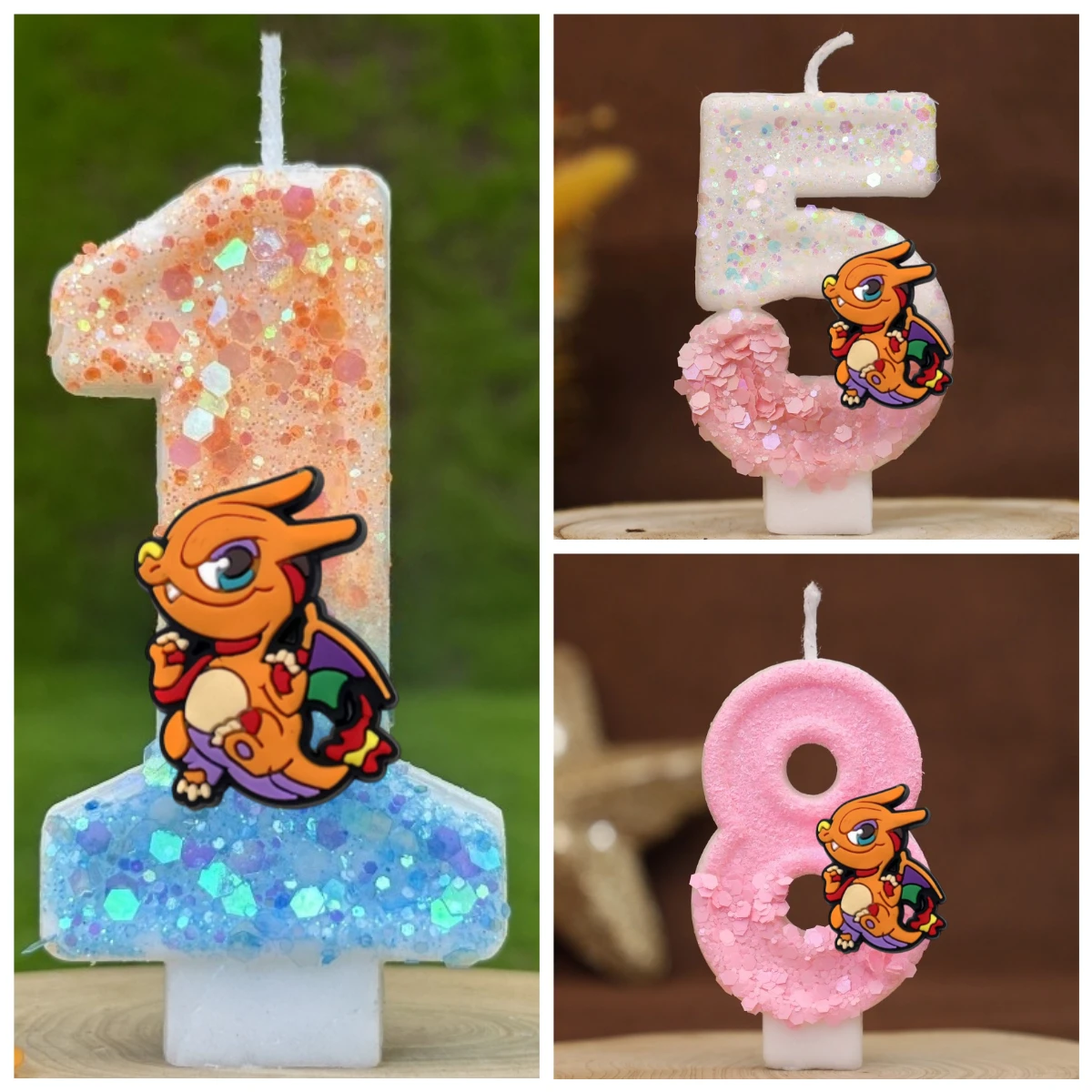 Pokemon Monster Digital Candle Kids Birthday Cake Decoration Cartoon Anime Figure Supplies Party Accessories Christmars Gifts