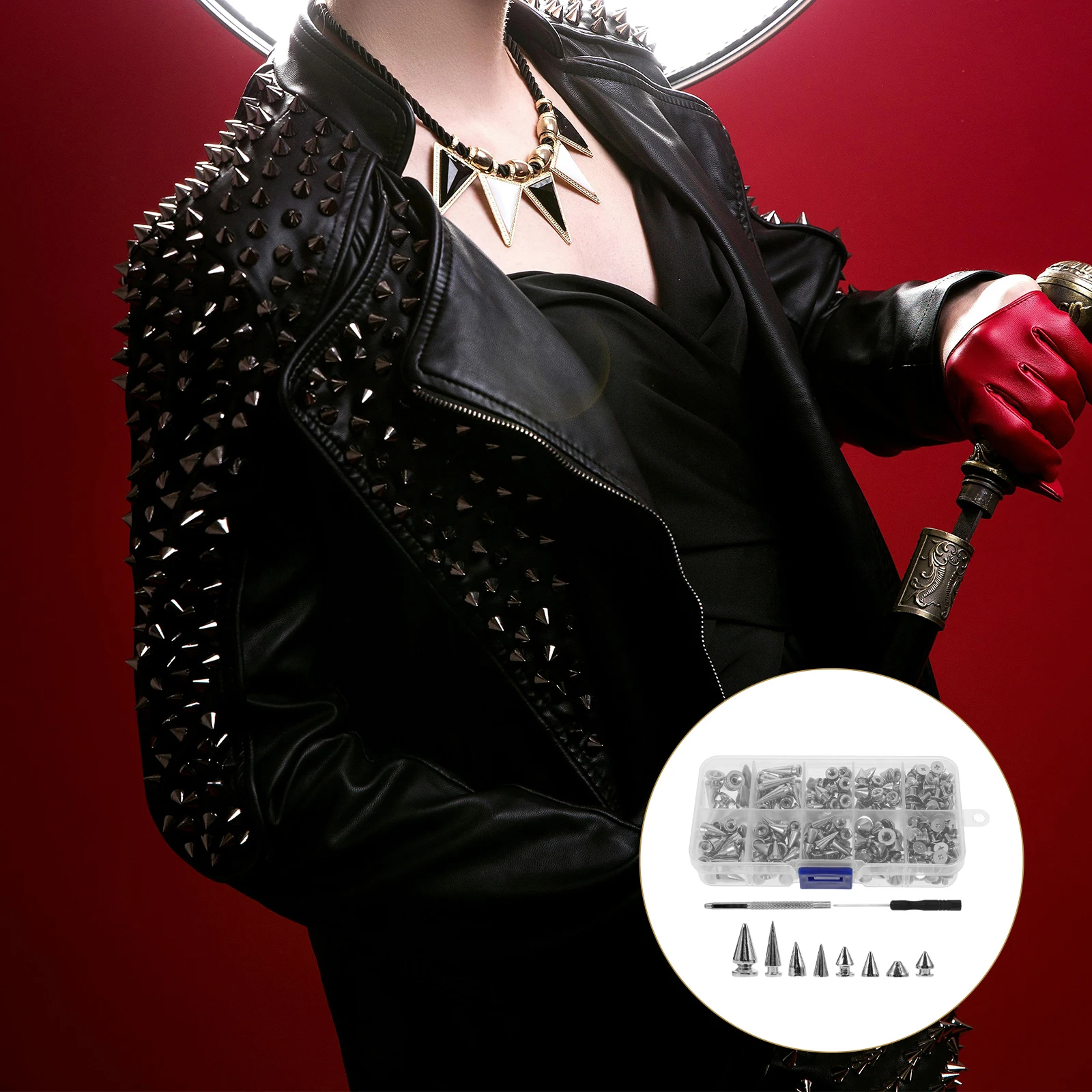 

1 set Stud Set Alloy Clothes Studs Silver Clothing Spikes Studs Kit Craft Projects Accessories Tools