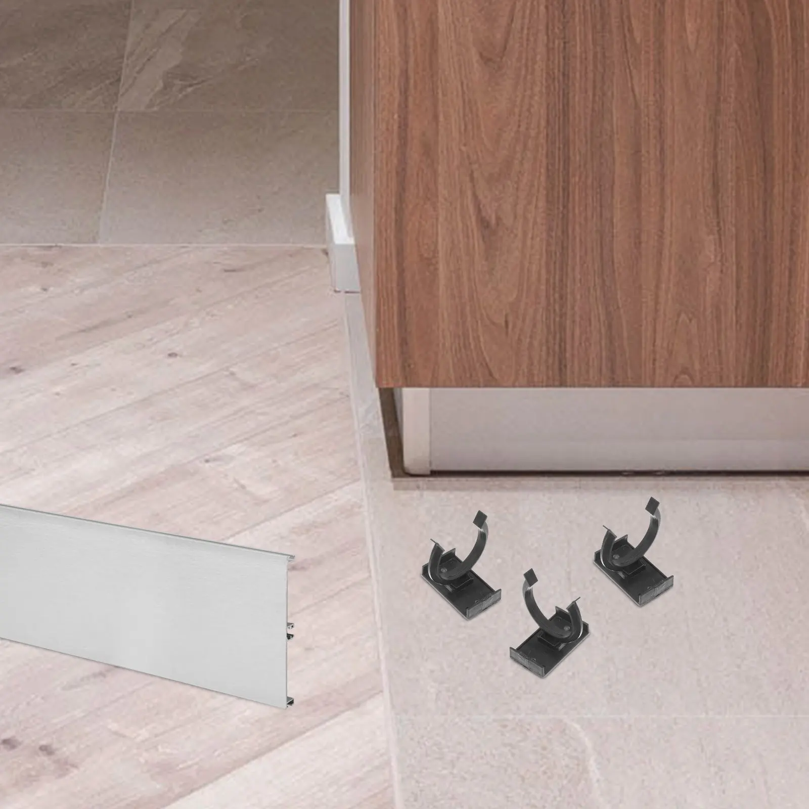 

20Pcs Sturdy Snap Design Cabinet Kickboard Clips Plastic Plinth Clamps for Kitchen Furniture Leveling Feet Floor Protection