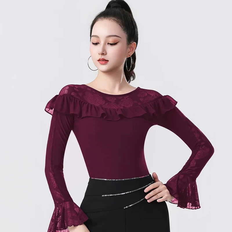 haut-de-danse-de-salon-pour-femmes-motif-floral-manches-longues-haut-de-danse-a-volants-tenue-d'entrainement-pour-tango-et-danse-sociale-vetements-de-danse-latine-amy4342
