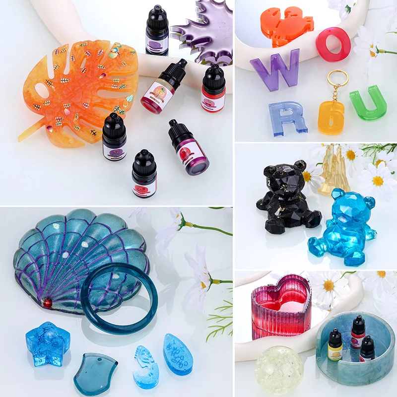 صبغة ألوان راتنجات الايبوكسي 24 ألوان زاهية صبغة إيبوكسي سائلة صبغة راتينج شفافة مركزة للغاية للمجوهرات الفنية ذاتية الصنع