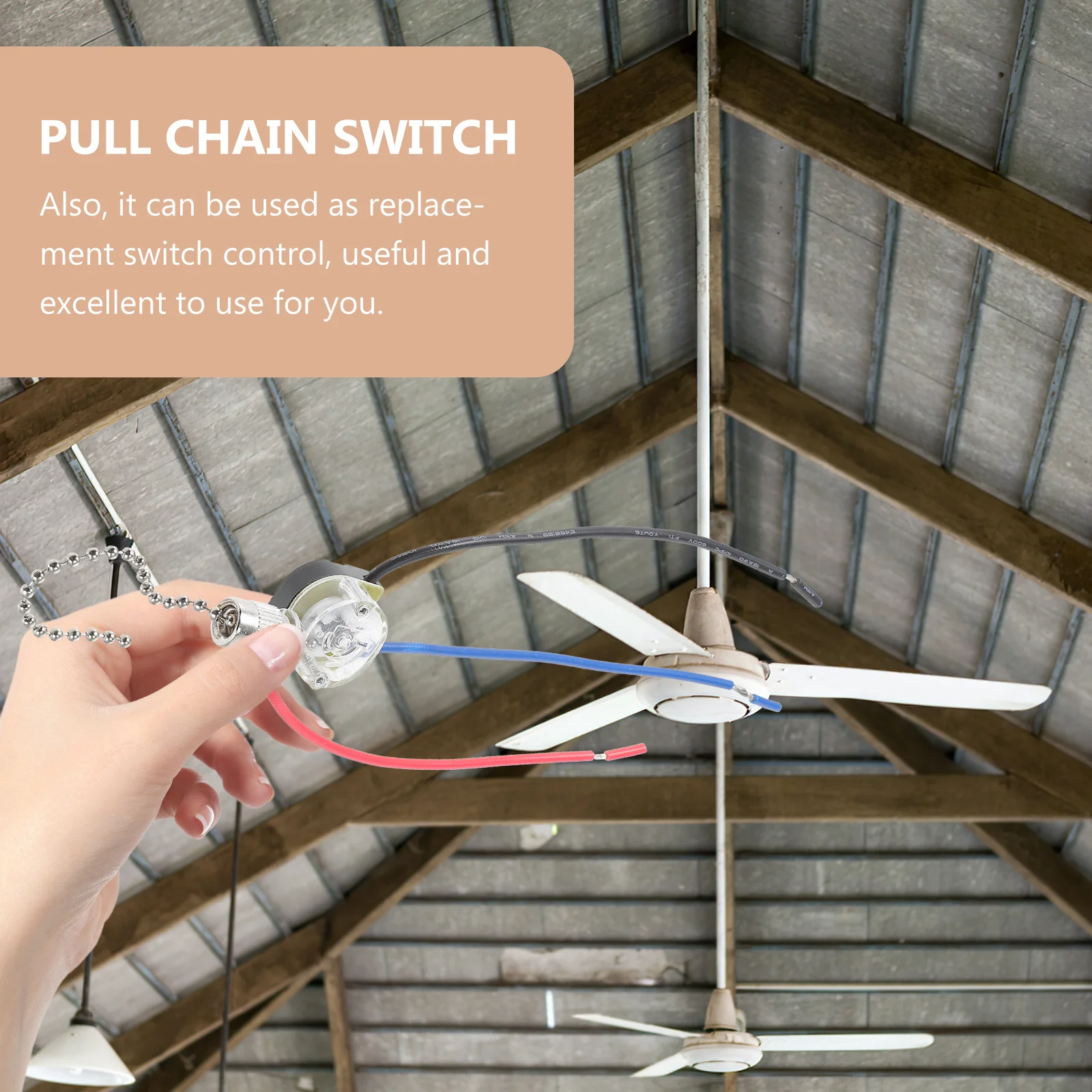 2 Buah Saklar Rantai Tarik untuk Kipas Langit-langit 3 Kabel Pengganti Perlengkapan Lampu Desain Kreatif Tahan Lama Rantai Tarik Rumah Hotel