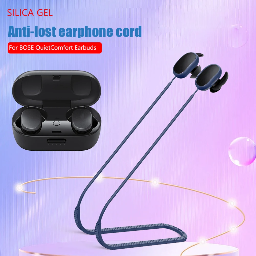 Silicone Anti Lost Strap Earphones Neck Rope for BOSE QuietComfort Earbuds Bluetooth Headphone Neck Strap Hanging Lanyard Cord