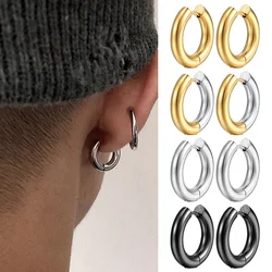 Boucles d'oreilles créoles en acier inoxydable pour hommes et femmes, piercing de documents en or, bijoux punk chics, grosses boucles d'oreilles coréennes, hip hop simple, rock